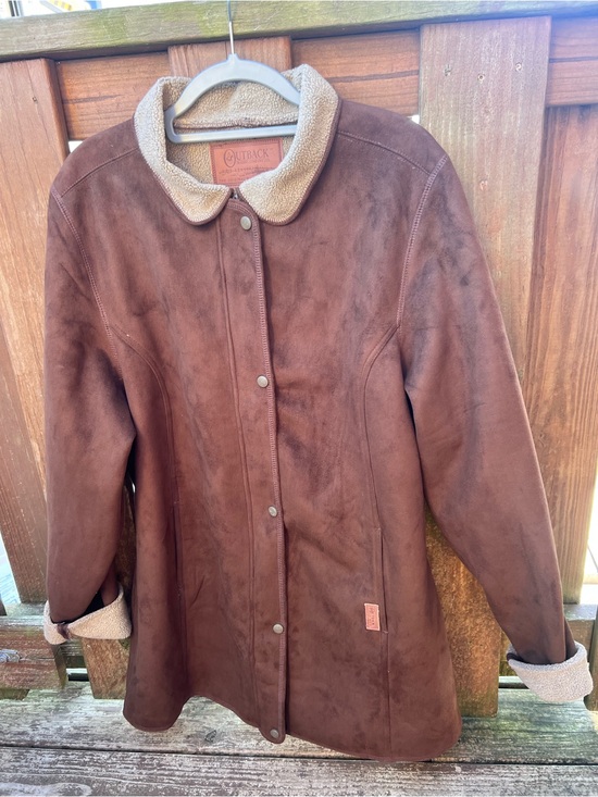 Outback Trading Co. Jackets & Blazers - Outback Trading Company Brown Faux Suede Shearling-Trim Jacket
